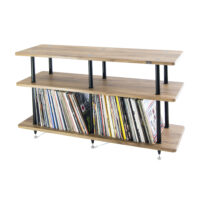 Rack Hi-Fi Pentru Sistem AV Si Depozitare Vinliuri Solidsteel VL-2, Negru-Nuc